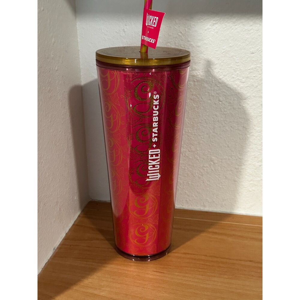 Starbucks 2024 Wicked Collection Pink Glitter Cold Cup 24 oz. NWT